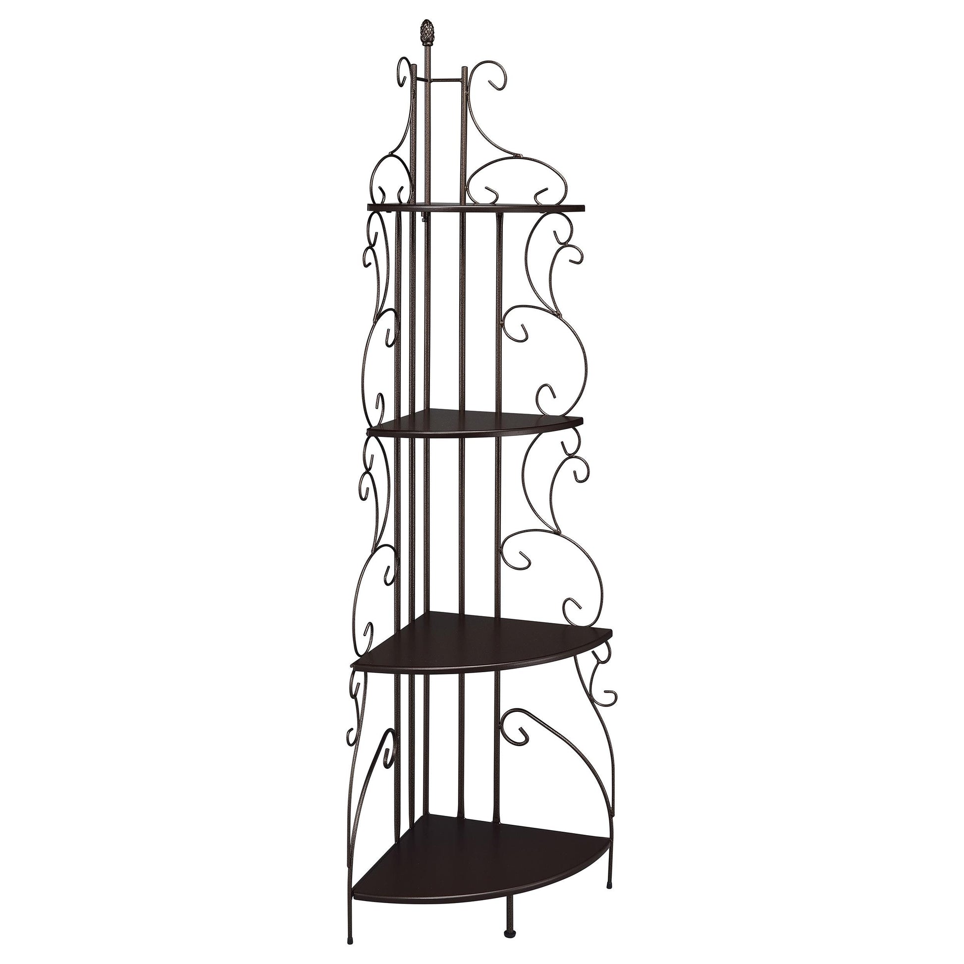 Coaster Furniture Poppy 910038 74-inch 4-shelf Corner Bookshelf - Copper and Cappuccino IMAGE 1