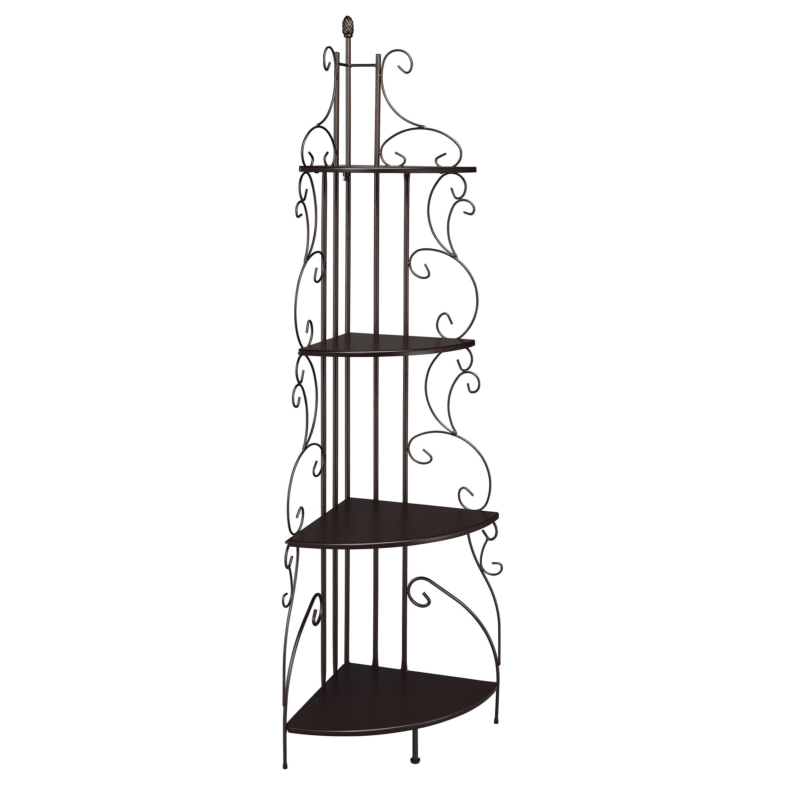 Coaster Furniture Poppy 910038 74-inch 4-shelf Corner Bookshelf - Copper and Cappuccino IMAGE 1
