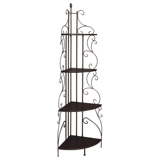 Coaster Furniture Poppy 910038 74-inch 4-shelf Corner Bookshelf - Copper and Cappuccino IMAGE 1