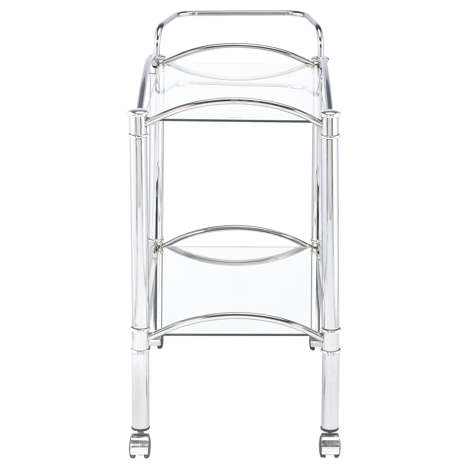 Coaster Furniture Shadix 910077 2-tier Rectangular Glass Shelf Metal Bar Cart - Chrome IMAGE 2