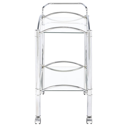 Coaster Furniture Shadix 910077 2-tier Rectangular Glass Shelf Metal Bar Cart - Chrome IMAGE 2