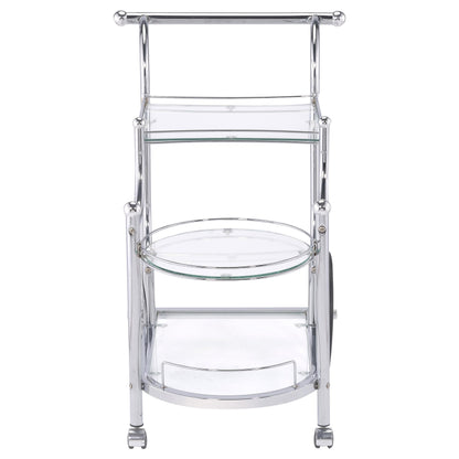 Coaster Furniture Sarandon 910076 3-tier Glass Shelf Metal Bar Cart - Chrome IMAGE 2