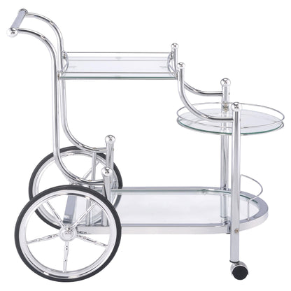 Coaster Furniture Sarandon 910076 3-tier Glass Shelf Metal Bar Cart - Chrome IMAGE 6