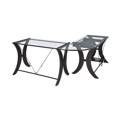 Coaster Furniture Monterey 800446 67-inch Glass Top L-Shape Computer Desk - Cappuccino IMAGE 8