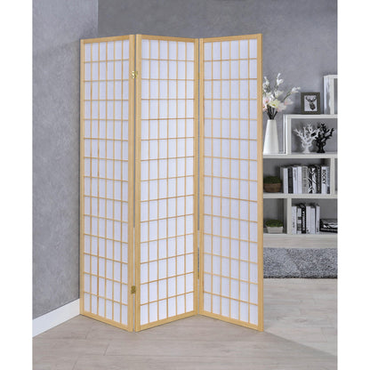 Coaster Furniture Carrie 4621 3-Panel Room Divider Folding Shoji Screen - Natural IMAGE 1