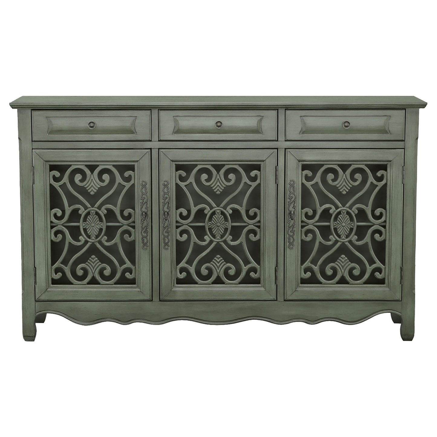 Coaster Furniture Madeline 950357 3-Drawer Scrollwork Accent Cabinet - Antique Green IMAGE 2