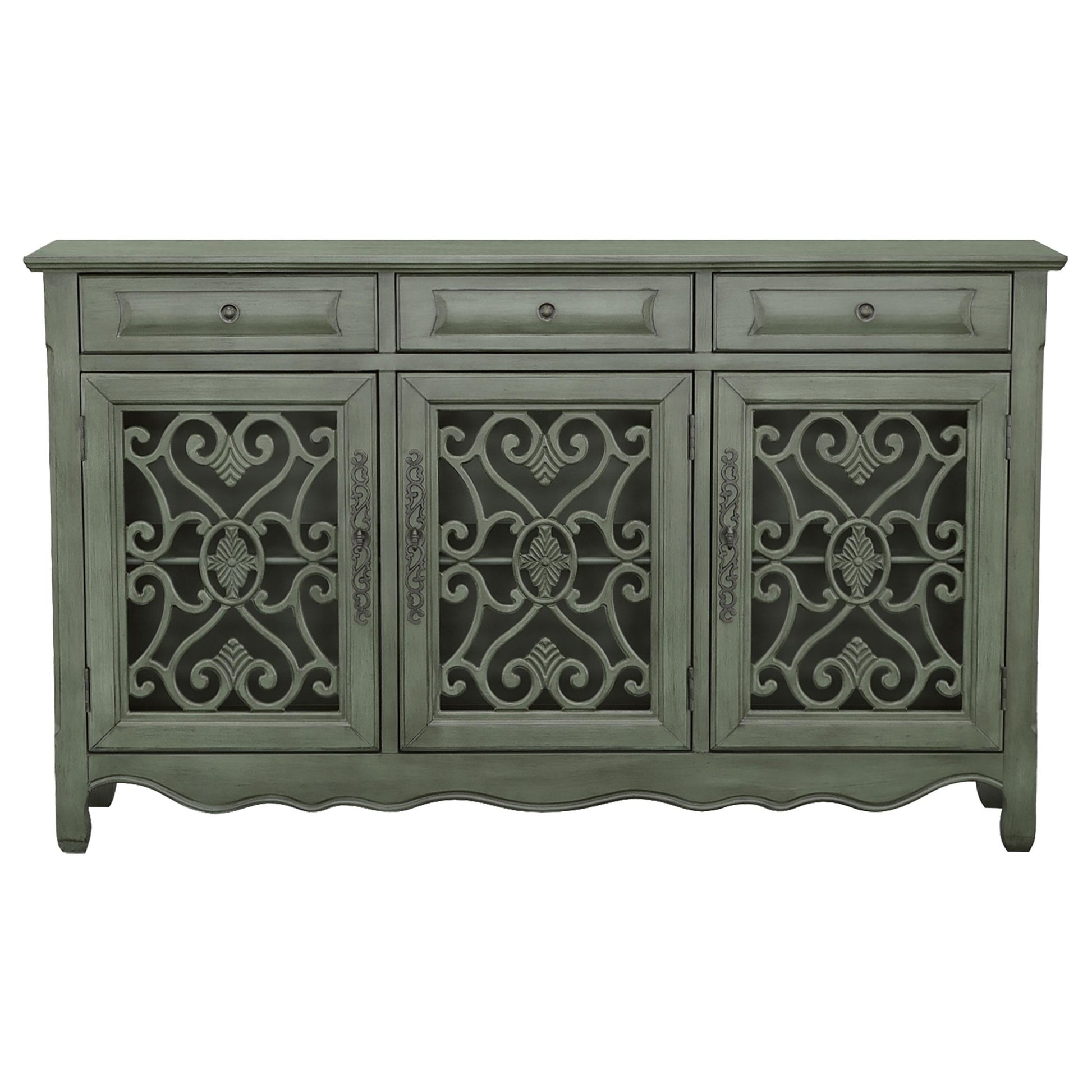 Coaster Furniture Madeline 950357 3-Drawer Scrollwork Accent Cabinet - Antique Green IMAGE 2
