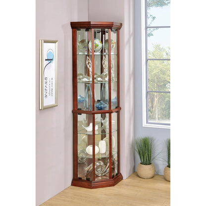 Coaster Furniture Appledale 3393 6-shelf Corner Curio Display Cabinet - Medium Brown IMAGE 2