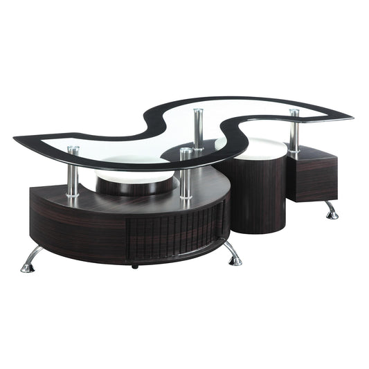  Coaster Furniture Buckley 720218 3-piece Coffee Table and Stools Set - Cappuccino IMAGE 1