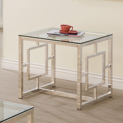 Coaster Furniture Merced 703737 Square Glass Top Side End Table - Nickel IMAGE 2