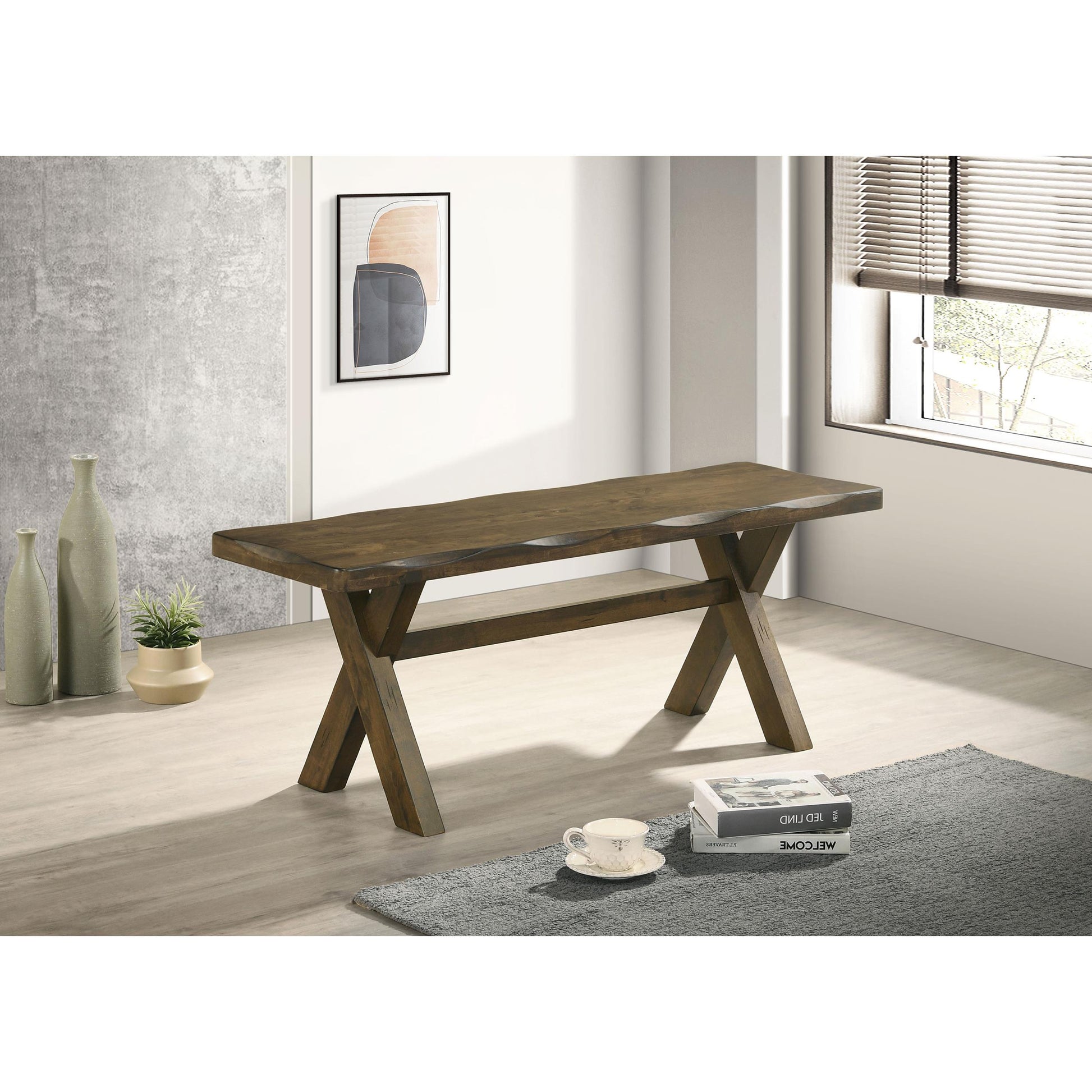 Coaster Furniture Alston 106383 47-inch Solid Wood Dining Bench - Knotty Nutmeg IMAGE 4