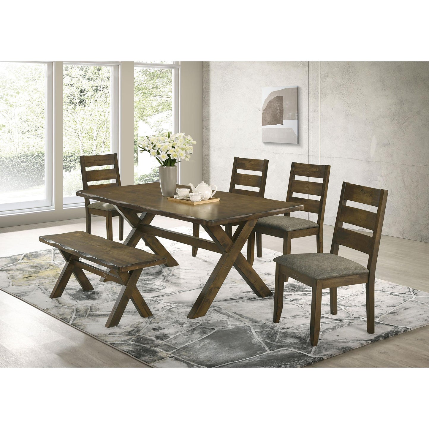 Coaster Furniture Alston 106383 47-inch Solid Wood Dining Bench - Knotty Nutmeg IMAGE 5