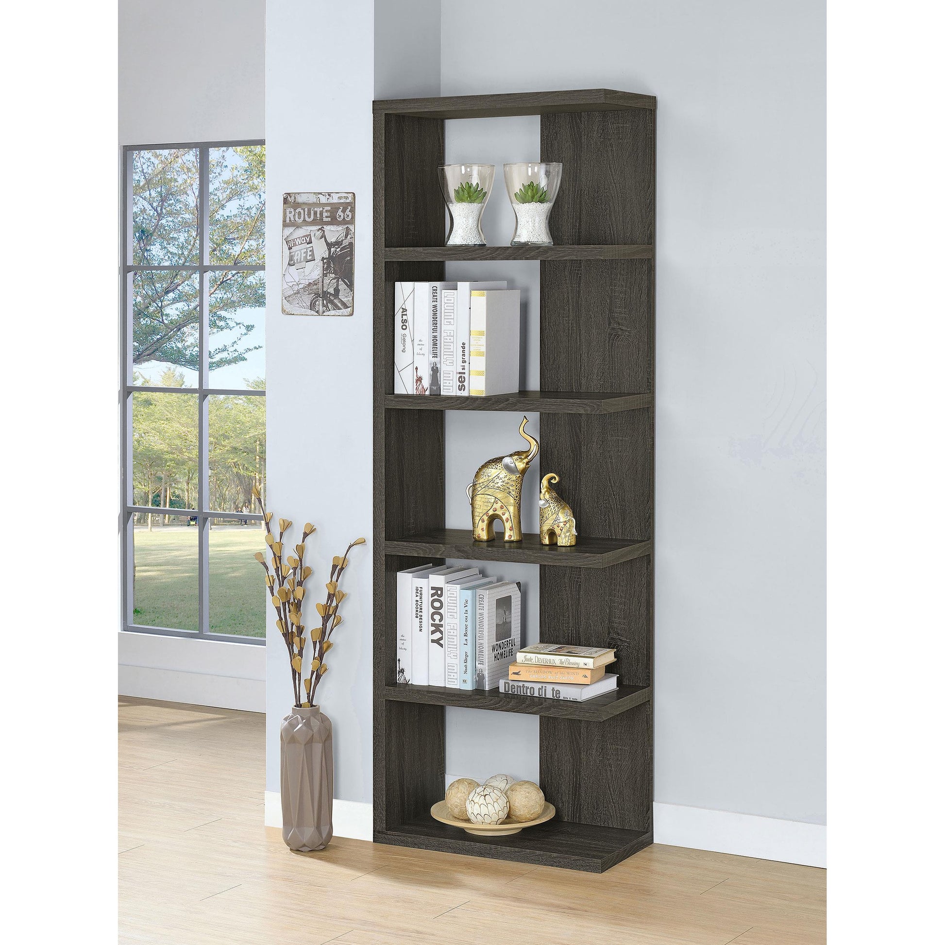 Coaster Furniture Harrison 800553 71-inch 5-shelf Bookshelf - Weathered Grey IMAGE 7
