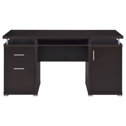 Coaster Furniture Tracy 800107 55-inch 2-Drawer Office Computer Desk - Cappuccino IMAGE 3