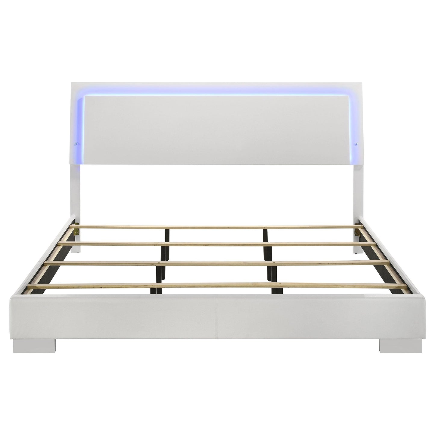 Coaster Furniture Felicity 203500KE Wood Eastern King LED Panel Bed - White High Gloss IMAGE 3