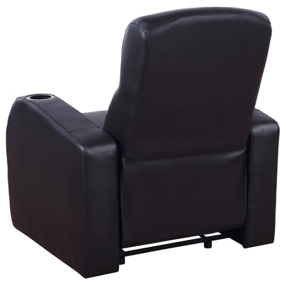  Coaster Furniture Cyrus 600001 Upholstered Track Arm Recliner - Black IMAGE 4