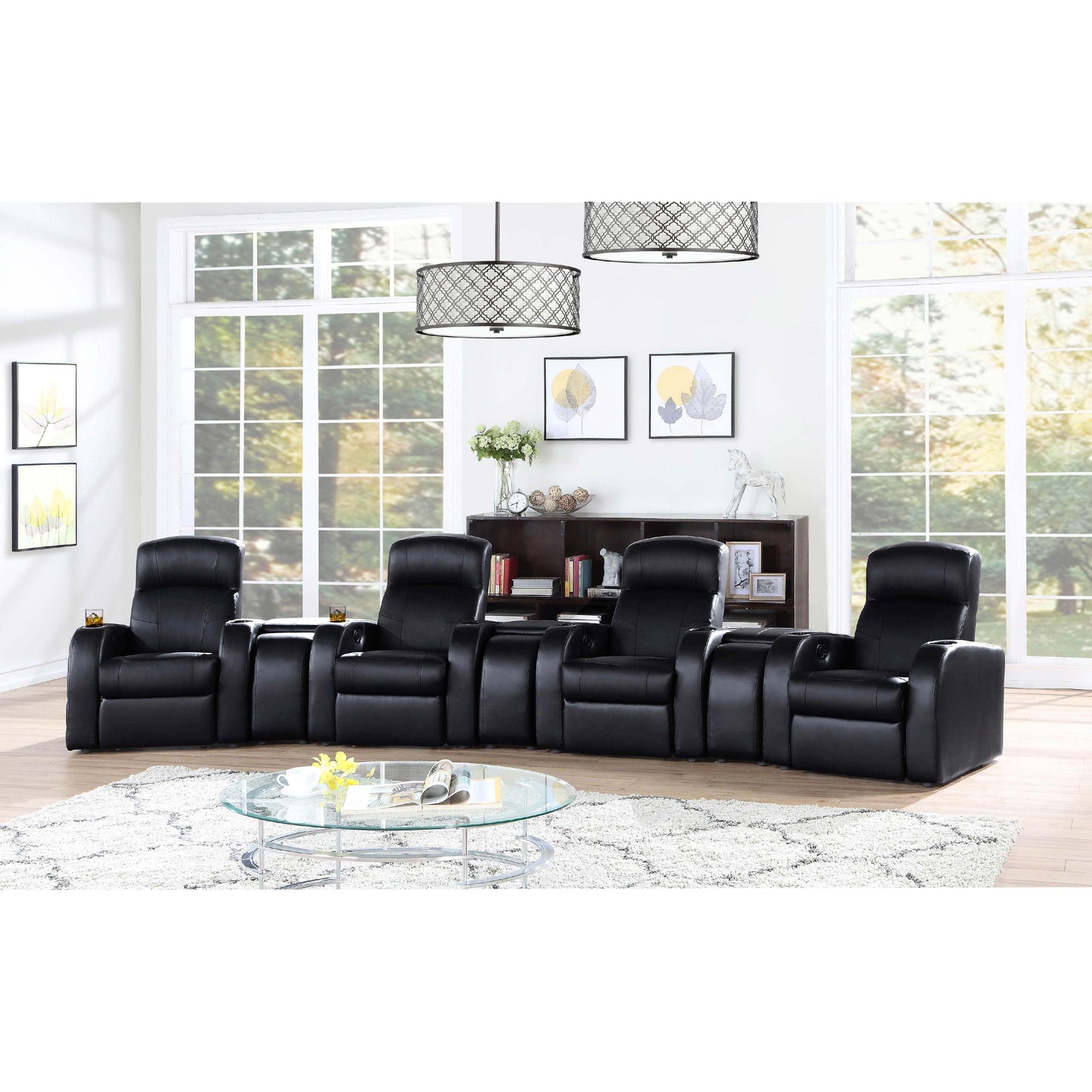 Coaster Furniture Cyrus 600002 Upholstered Home Theater Storage Wedge Console - Black IMAGE 5
