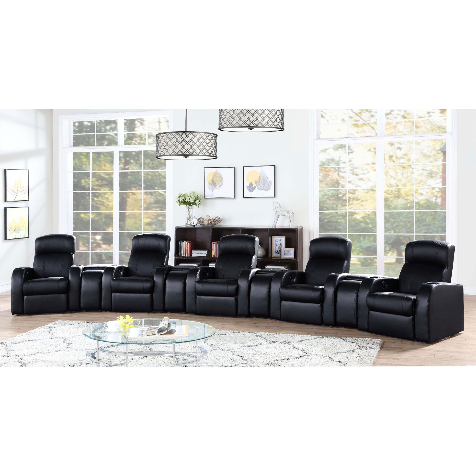 Coaster Furniture Cyrus 600002 Upholstered Home Theater Storage Wedge Console - Black IMAGE 6
