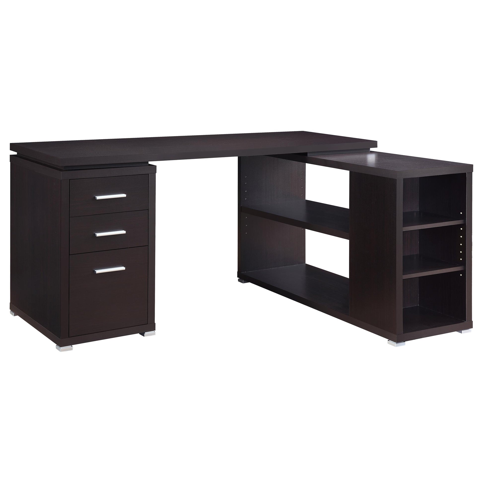 Coaster Furniture Yvette 800517 60-inch 3-Drawer L-Shape Computer Desk - Cappuccino IMAGE 1