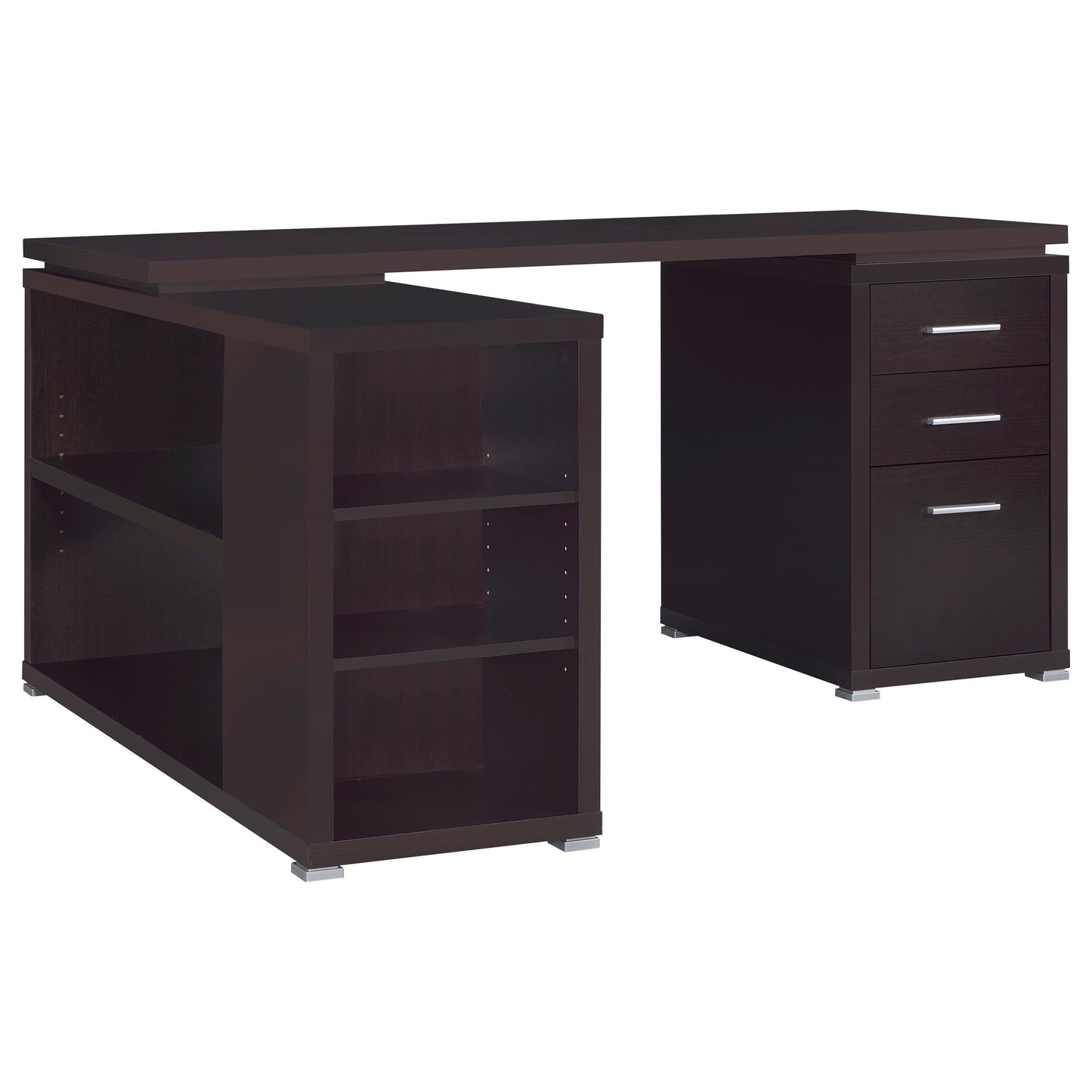 Coaster Furniture Yvette 800517 60-inch 3-Drawer L-Shape Computer Desk - Cappuccino IMAGE 3