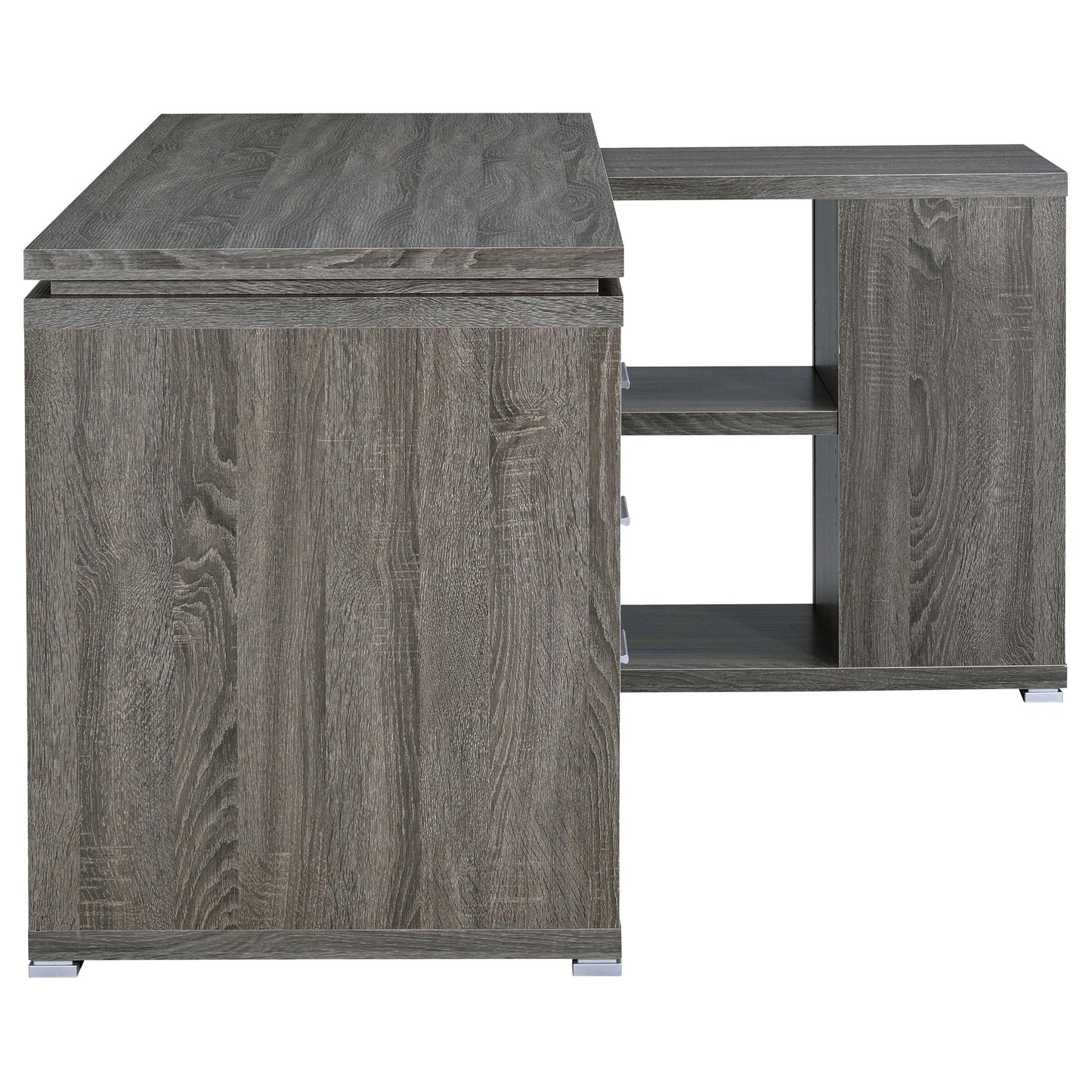 Coaster Furniture Yvette 800518 60-inch 3-Drawer L-Shape Computer Desk - Weathered Grey IMAGE 8