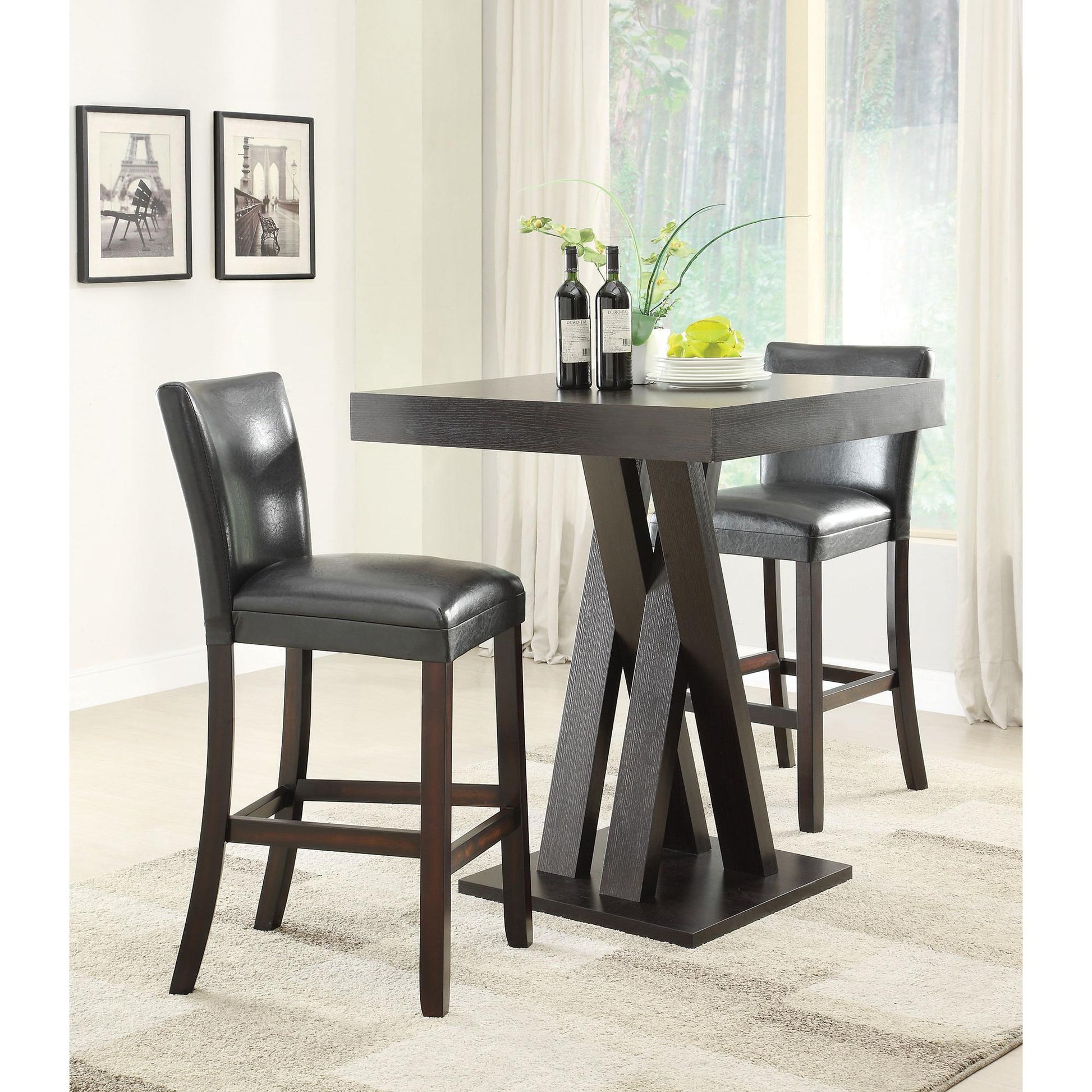 Coaster Furniture Alberton 100056 Leatherette Upholstered Bar Chair - Black (Set of 2) IMAGE 3