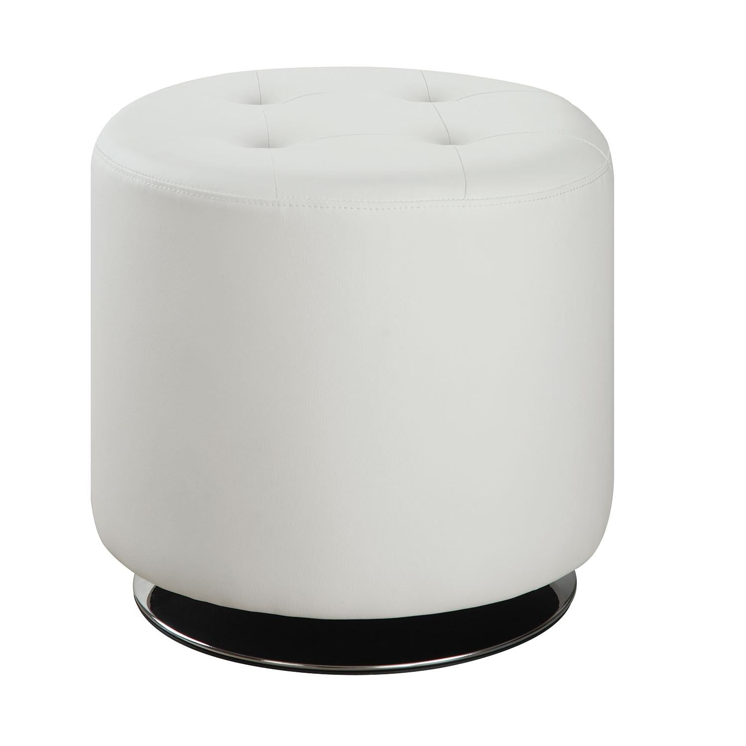 Coaster Furniture Bowman 500554 Round Upholstered Tufted Swivel Ottoman - White IMAGE 1