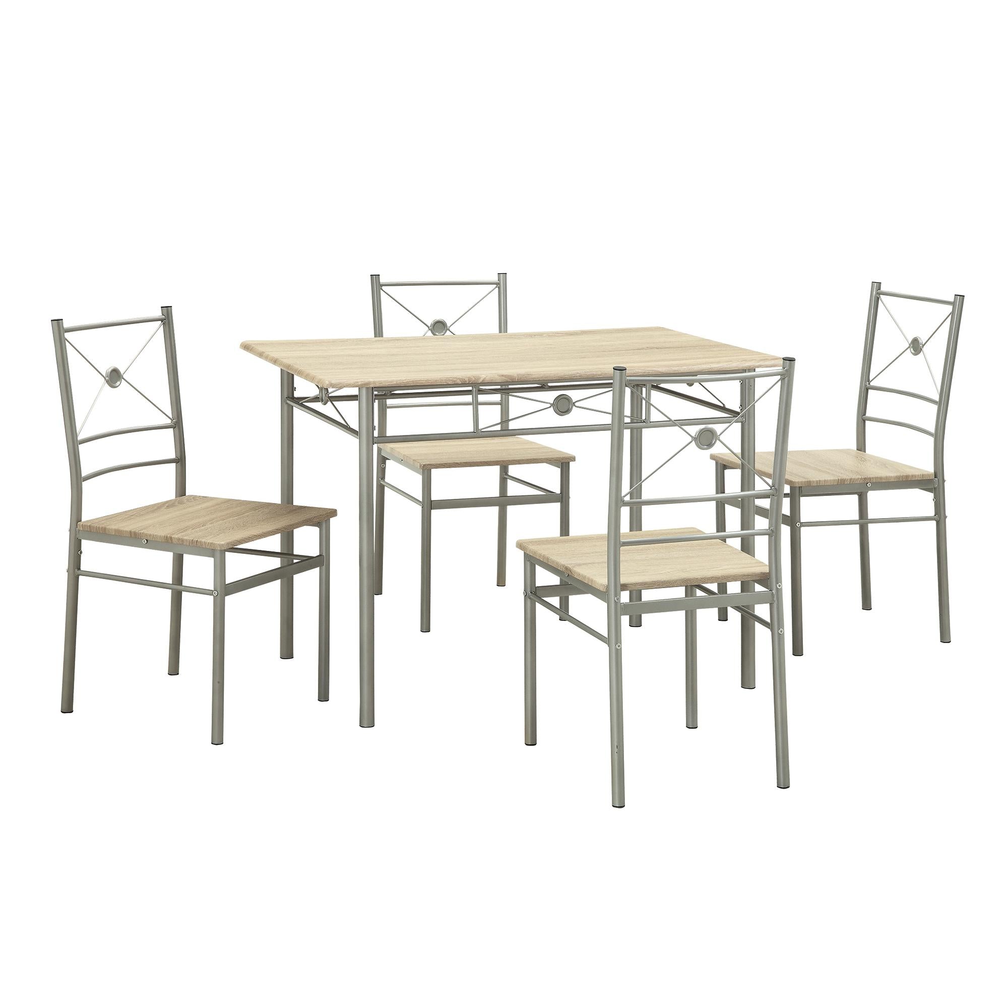 Coaster Furniture Anna 100035 5-piece Rectangular Dining Table Set - Silver IMAGE 1