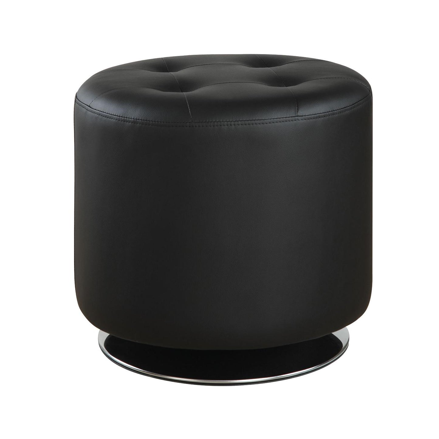  Coaster Furniture Bowman 500556 Round Upholstered Tufted Swivel Ottoman - Black IMAGE 1