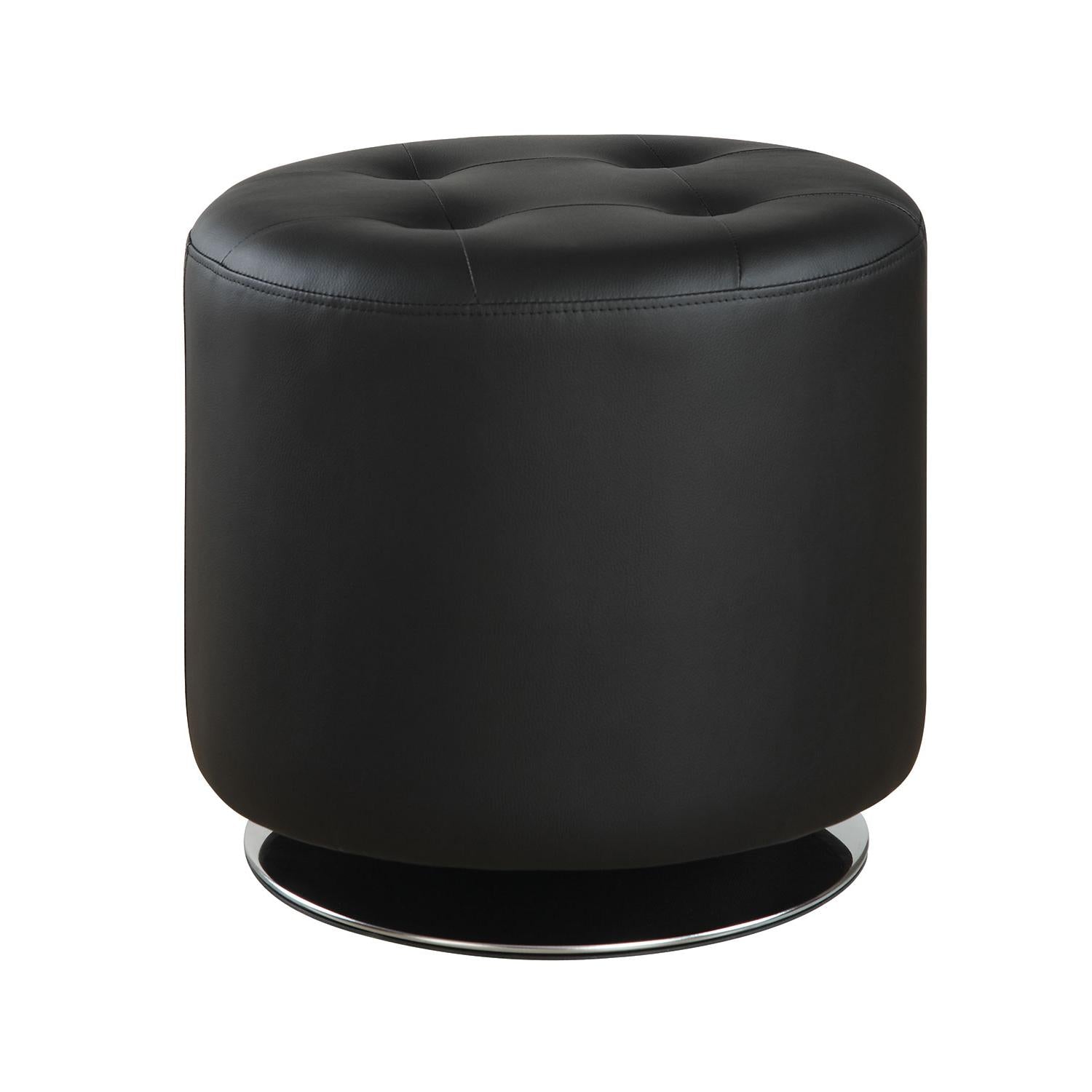  Coaster Furniture Bowman 500556 Round Upholstered Tufted Swivel Ottoman - Black IMAGE 1