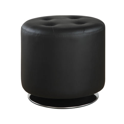  Coaster Furniture Bowman 500556 Round Upholstered Tufted Swivel Ottoman - Black IMAGE 1
