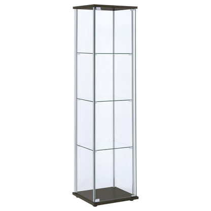 Coaster Furniture Bellatrix 950172 4-shelf Clear Glass Curio Cabinet - Cappuccino IMAGE 1
