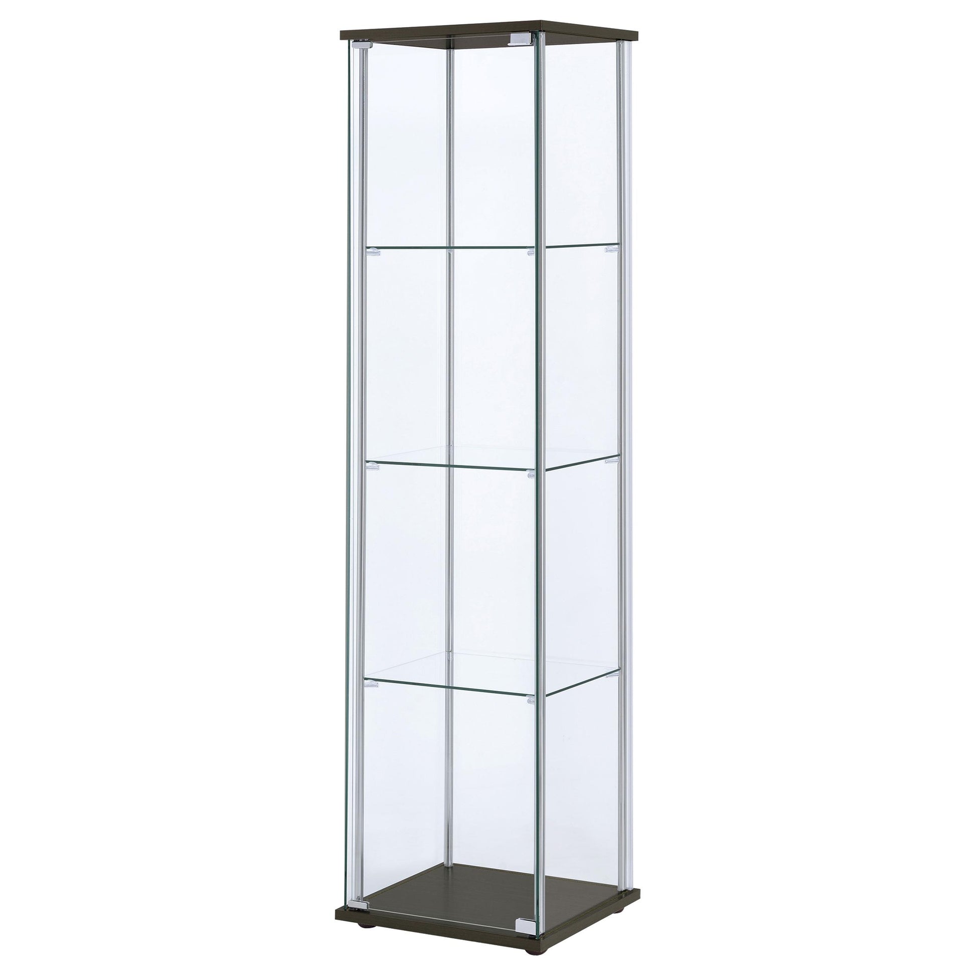 Coaster Furniture Bellatrix 950172 4-shelf Clear Glass Curio Cabinet - Cappuccino IMAGE 3