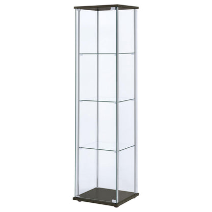 Coaster Furniture Bellatrix 950172 4-shelf Clear Glass Curio Cabinet - Cappuccino IMAGE 3