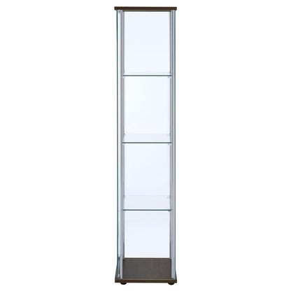 Coaster Furniture Bellatrix 950172 4-shelf Clear Glass Curio Cabinet - Cappuccino IMAGE 4