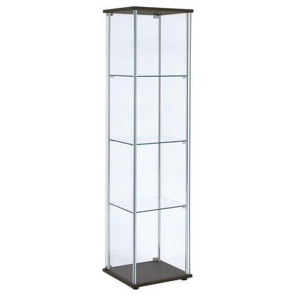 Coaster Furniture Bellatrix 950172 4-shelf Clear Glass Curio Cabinet - Cappuccino IMAGE 5