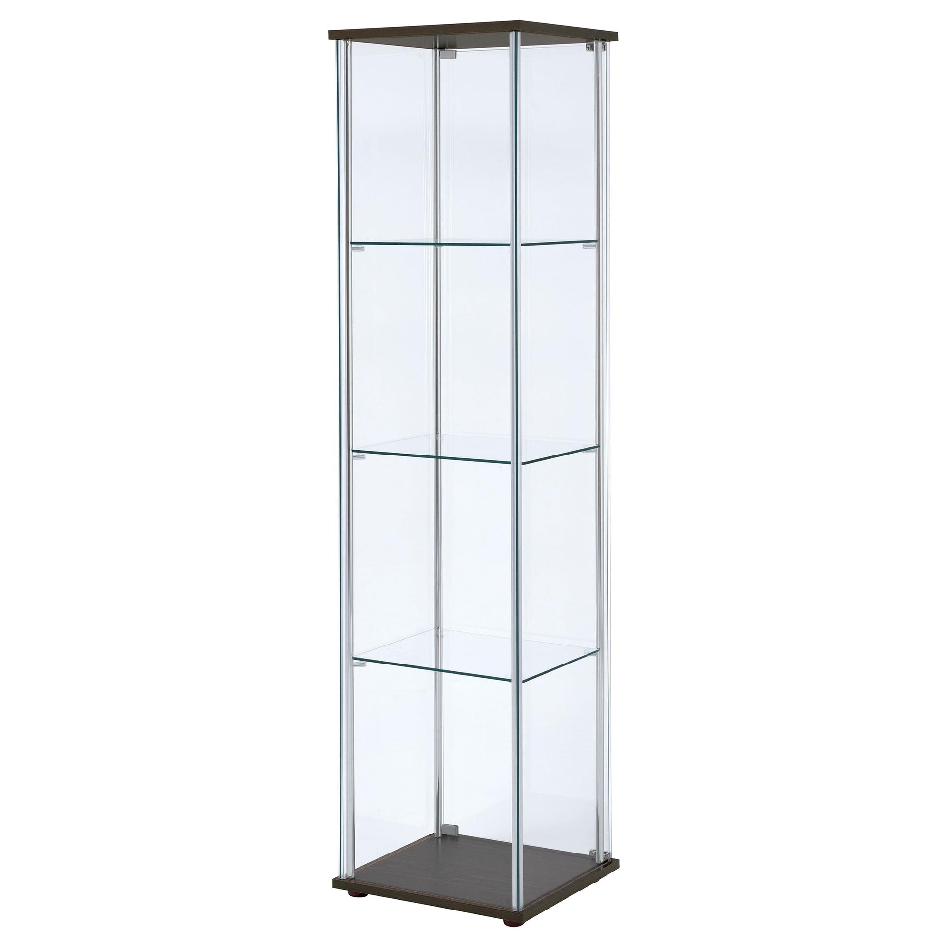 Coaster Furniture Bellatrix 950172 4-shelf Clear Glass Curio Cabinet - Cappuccino IMAGE 7