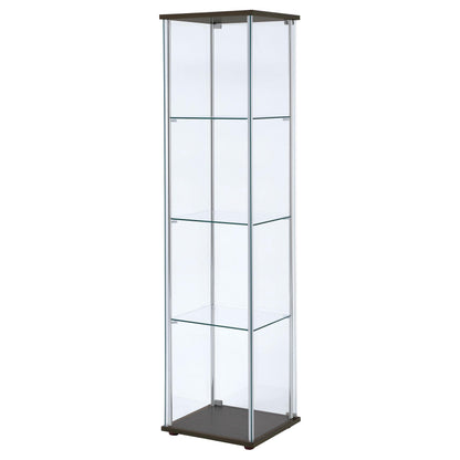Coaster Furniture Bellatrix 950172 4-shelf Clear Glass Curio Cabinet - Cappuccino IMAGE 7