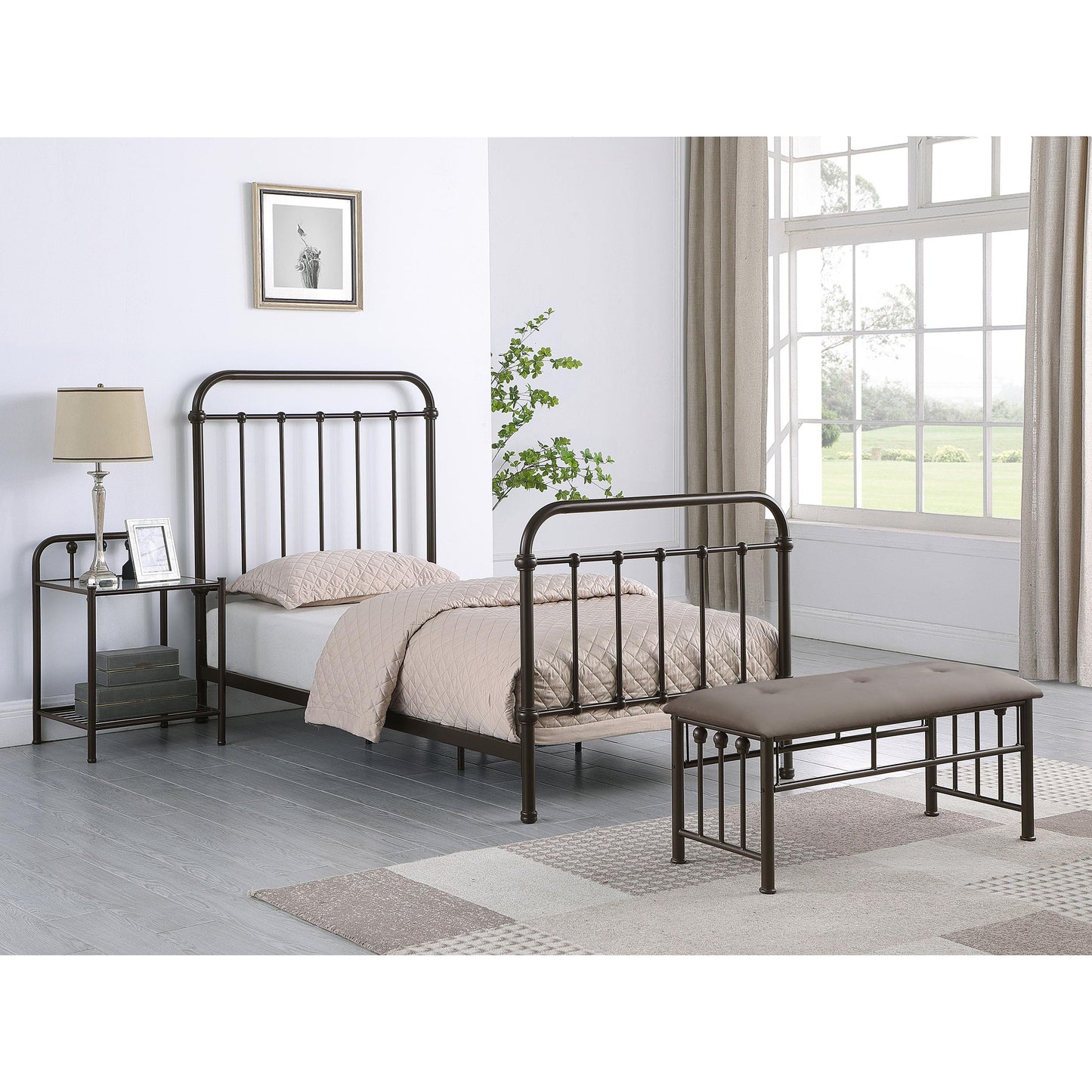  Coaster Furniture Livingston 300399F Metal Full Open Frame Bed - Dark Bronze IMAGE 9