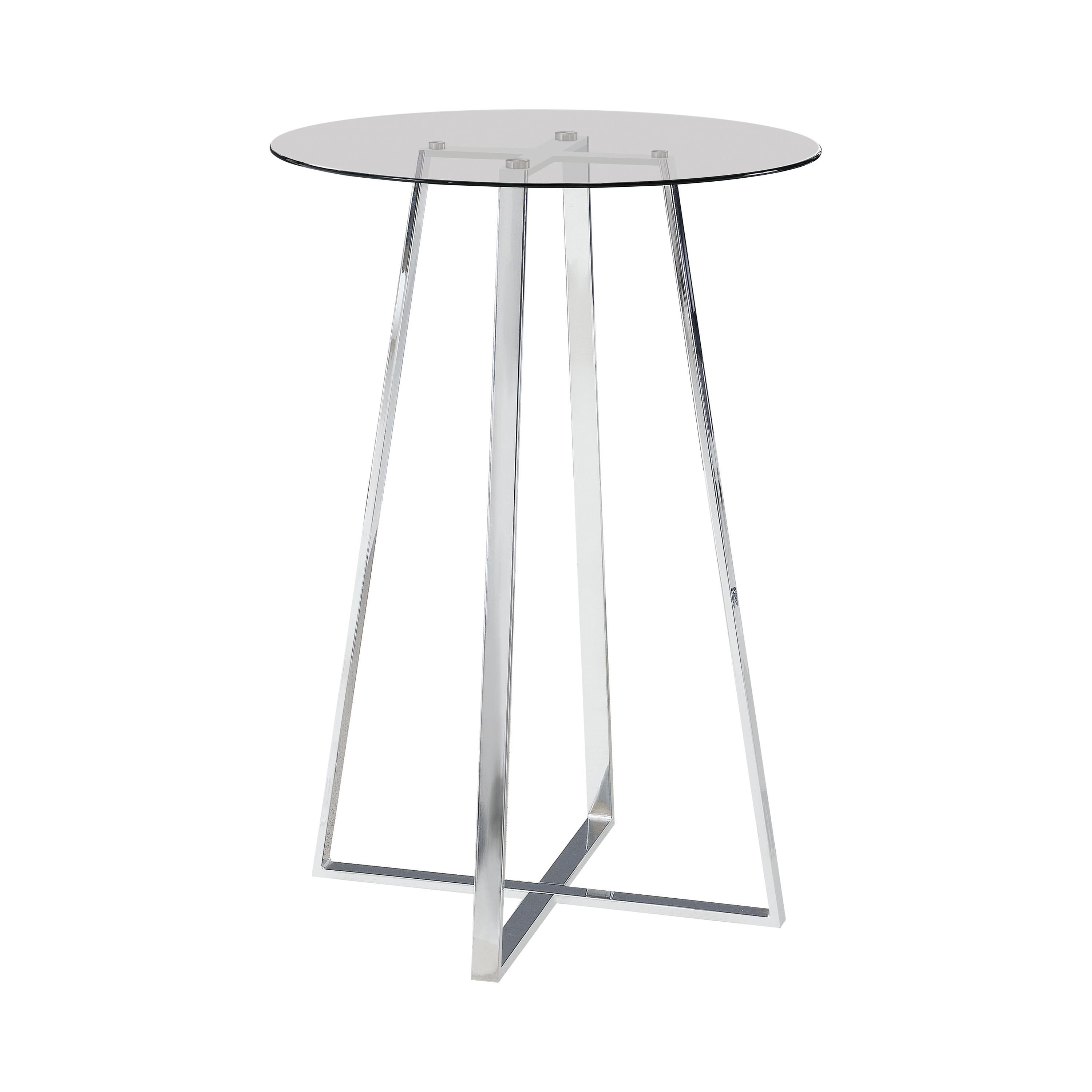  Coaster Furniture Zanella 100026 Round 30-inch Glass Top Bistro Bar Table - Chrome IMAGE 1