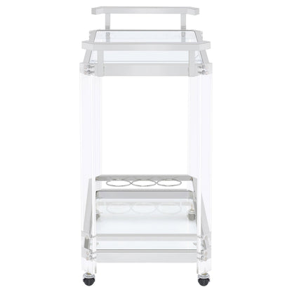 Coaster Furniture Jefferson 902589 2-tier Glass Shelf Acrylic Bar Cart - Chrome IMAGE 2