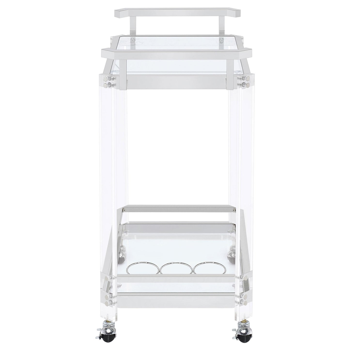 Coaster Furniture Jefferson 902589 2-tier Glass Shelf Acrylic Bar Cart - Chrome IMAGE 4