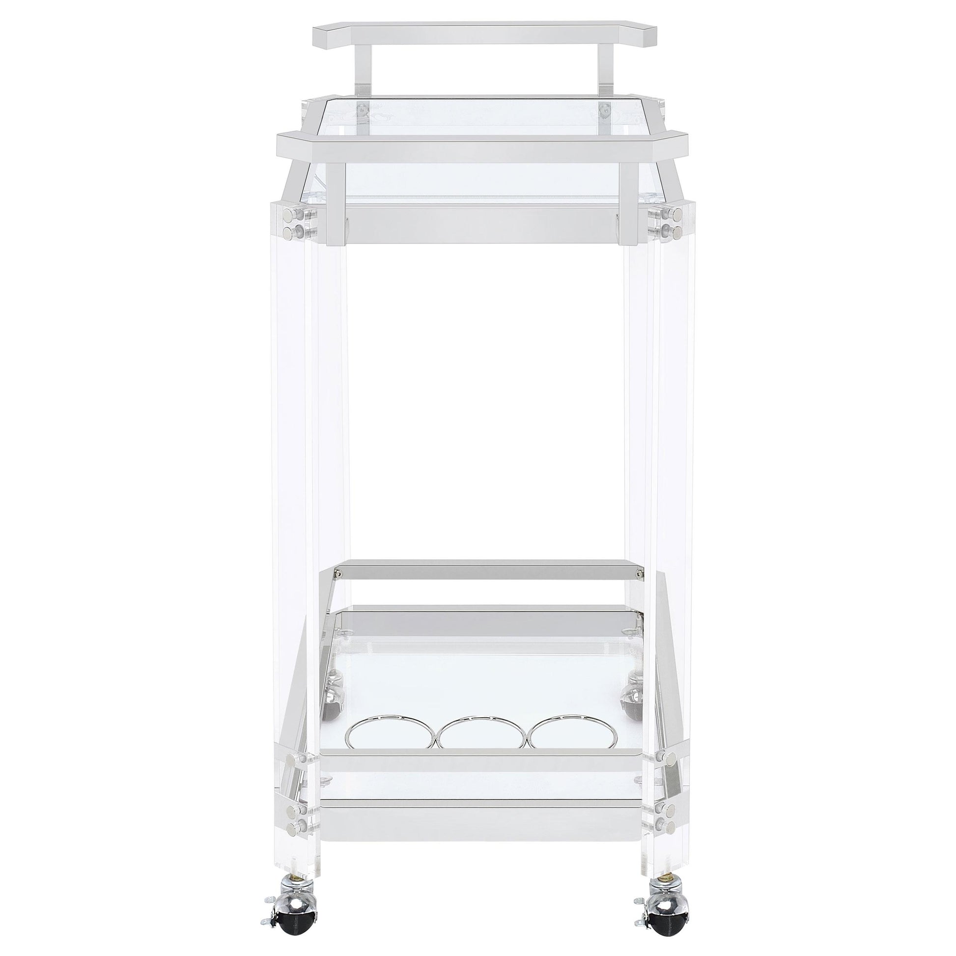 Coaster Furniture Jefferson 902589 2-tier Glass Shelf Acrylic Bar Cart - Chrome IMAGE 4