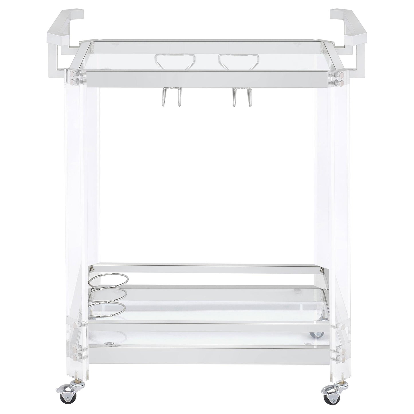 Coaster Furniture Jefferson 902589 2-tier Glass Shelf Acrylic Bar Cart - Chrome IMAGE 5
