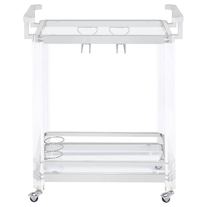 Coaster Furniture Jefferson 902589 2-tier Glass Shelf Acrylic Bar Cart - Chrome IMAGE 5