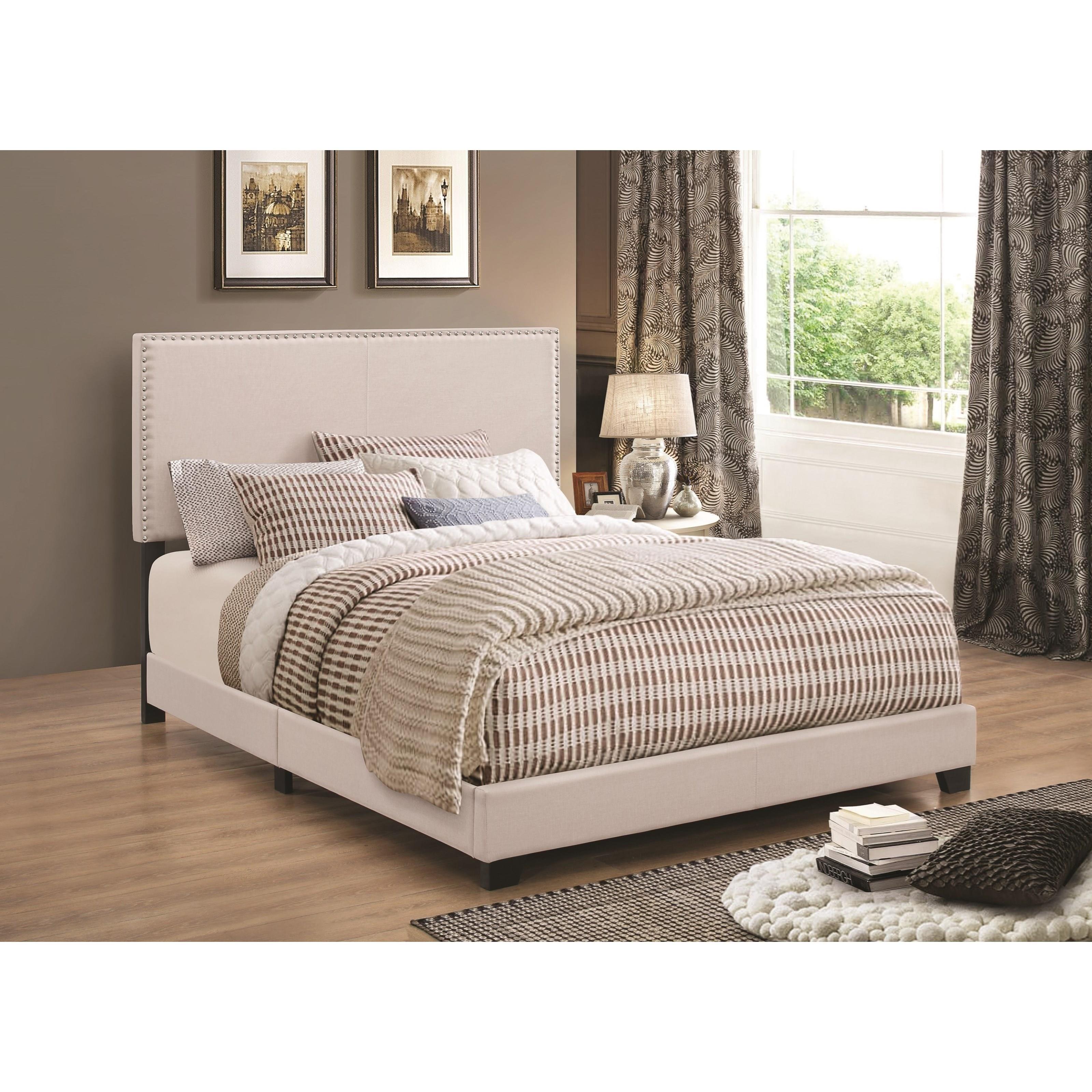 Coaster Furniture Boyd 350051F Upholstered Full Panel Bed - Ivory IMAGE 1