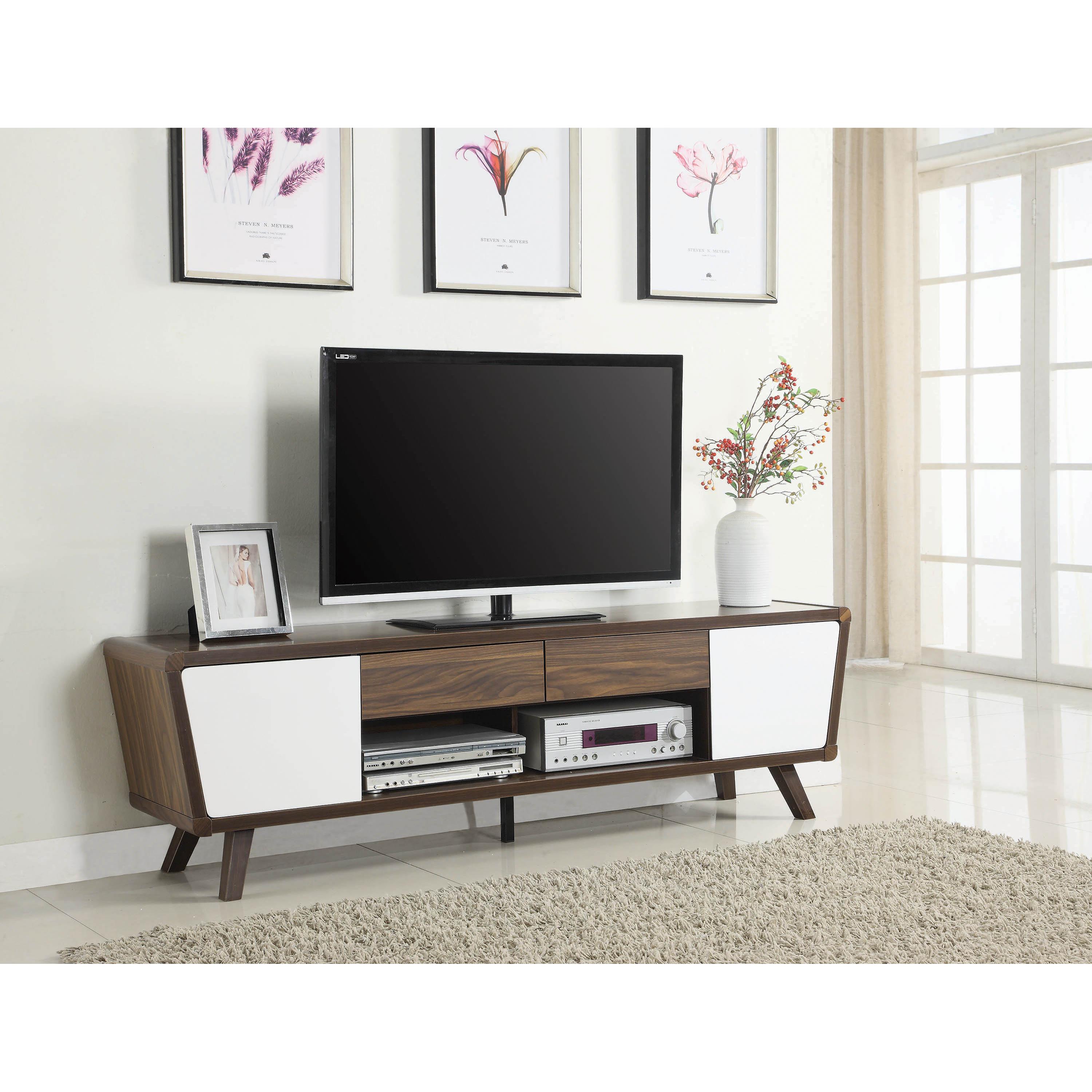 Coaster Furniture Alvin 700793 2-door Engineered Wood 74" TV Stand - Dark Walnut IMAGE 1