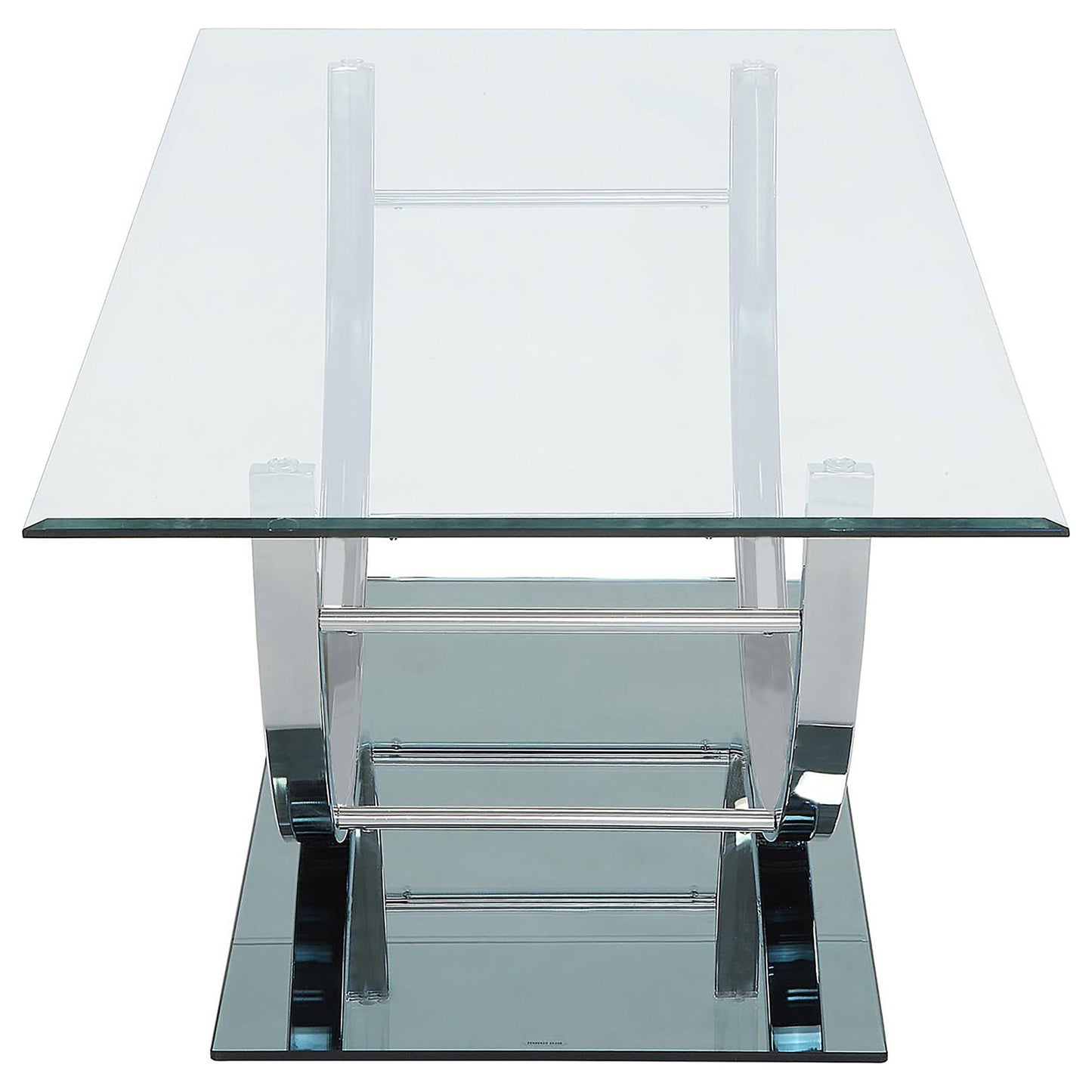 Coaster Furniture Danville 704988 Rectangular U-Shaped Glass Top Coffee Table - Chrome IMAGE 4