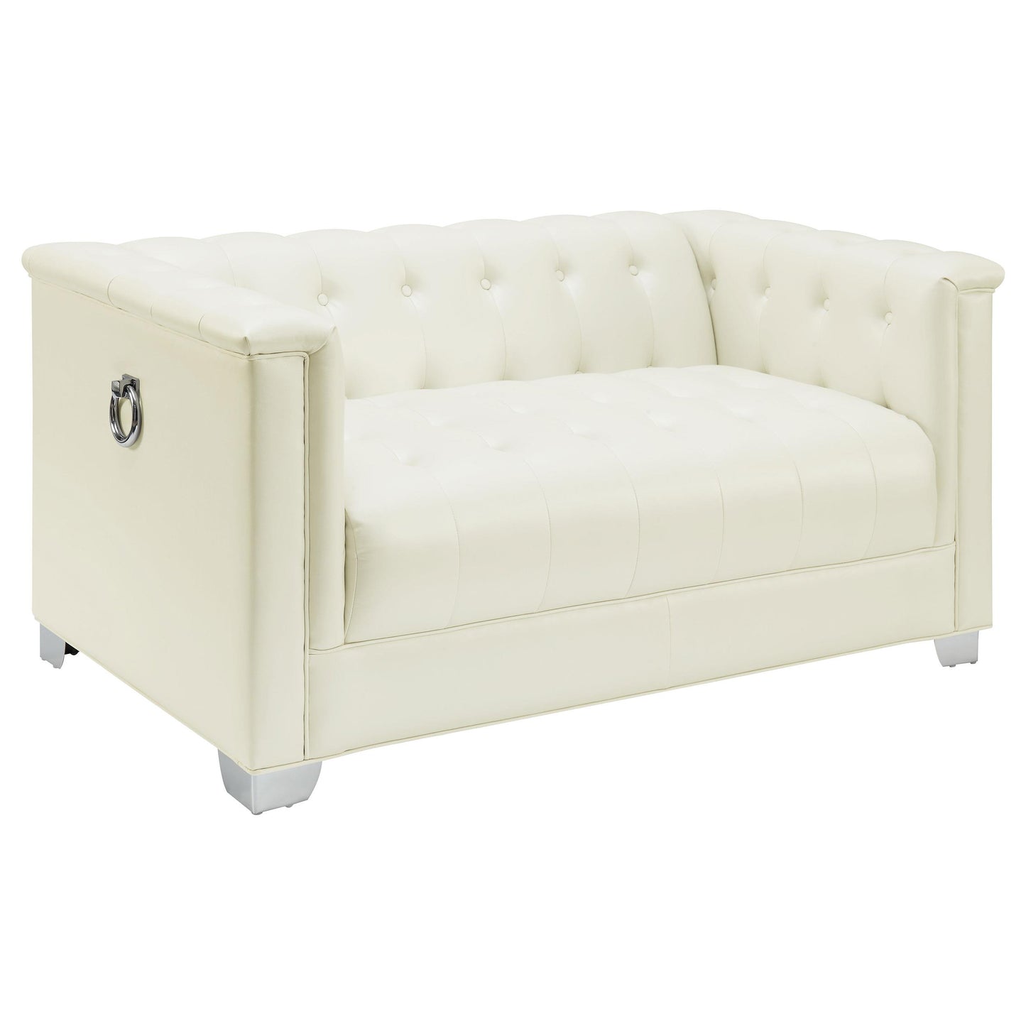 Coaster Furniture Chaviano 505392 Upholstered Track Arm Loveseat - Pearl White IMAGE 1