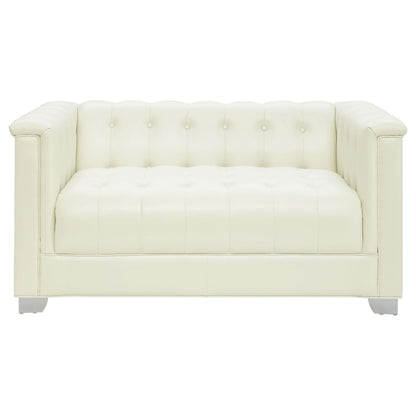 Coaster Furniture Chaviano 505392 Upholstered Track Arm Loveseat - Pearl White IMAGE 2